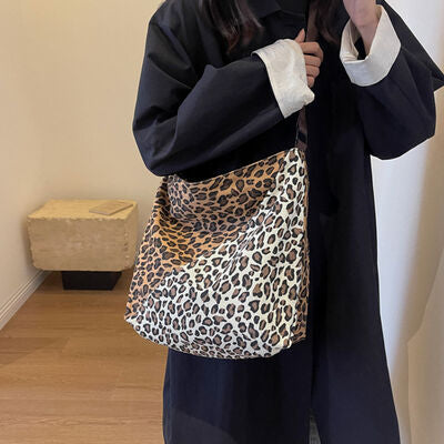 Leopard Contrast Adjustable Strap Shoulder Bag Trendsi