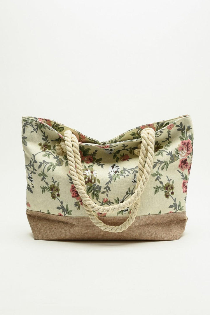 Justin Taylor Floral Rope Handle Tote - Super Amazing Store