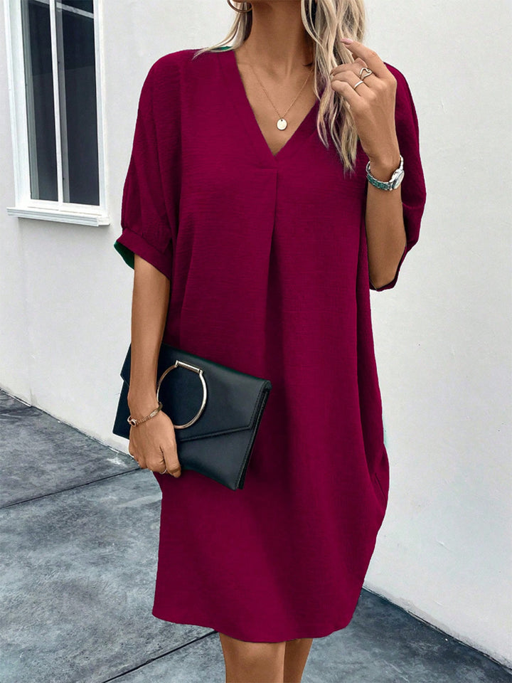 V-Neck Half Sleeve Dress Trendsi