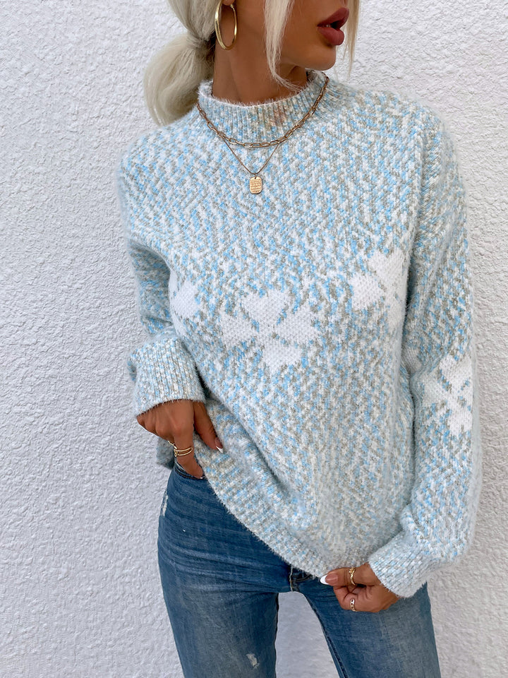 Four Leaf Clover Mock Neck Sweater - Super Amazing Store