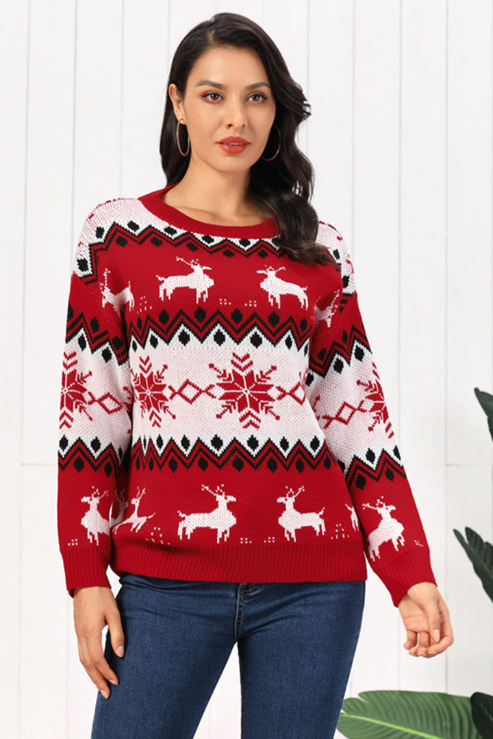 Reindeer Round Neck Sweater - Super Amazing Store