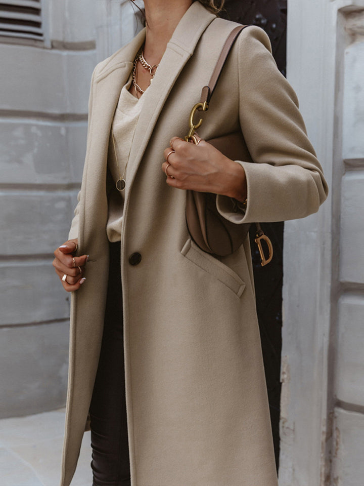 Long Sleeve Longline Coat with Pockets Trendsi