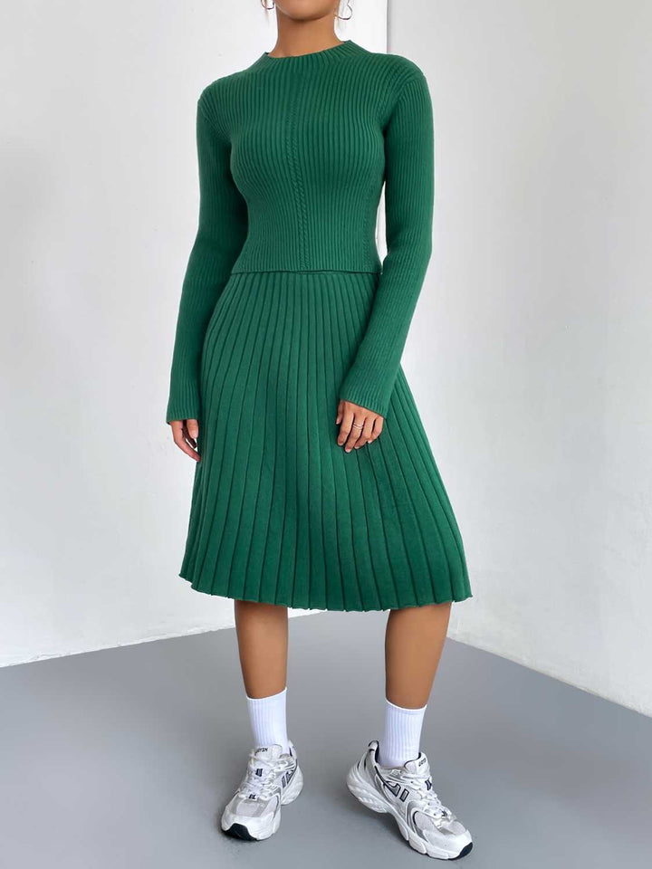 Rib-Knit Sweater and Skirt Set - Super Amazing Store