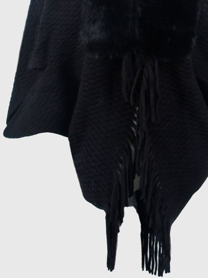 Open Front Fringe Hem Poncho - Super Amazing Store