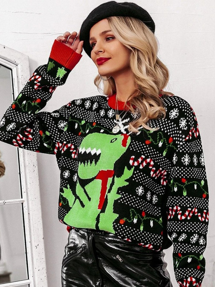 Christmas Round Neck Sweater Trendsi