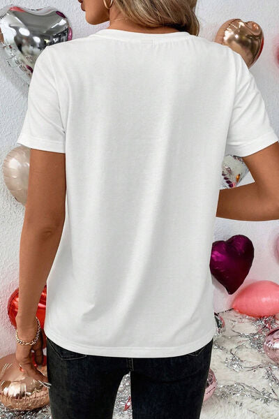 XOXO Lip Graphic Round Neck T-Shirt Trendsi