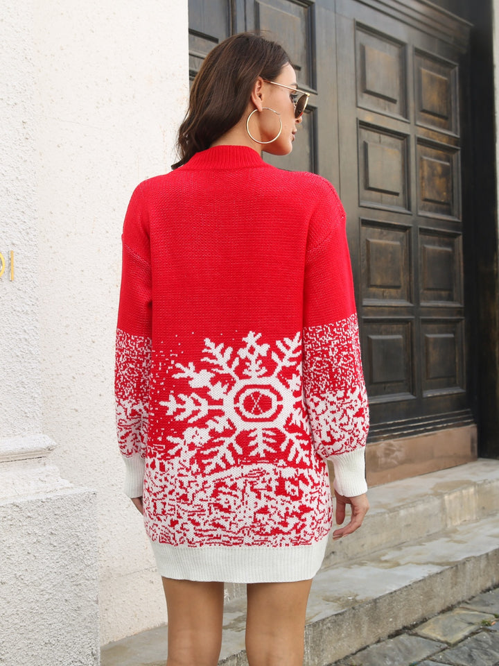 Snowflake Pattern Sweater Dress - Super Amazing Store