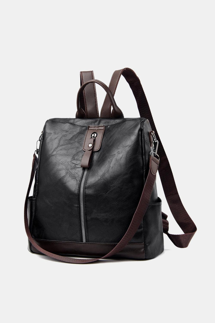 Contrast Color PU Leather Backpack - Super Amazing Store