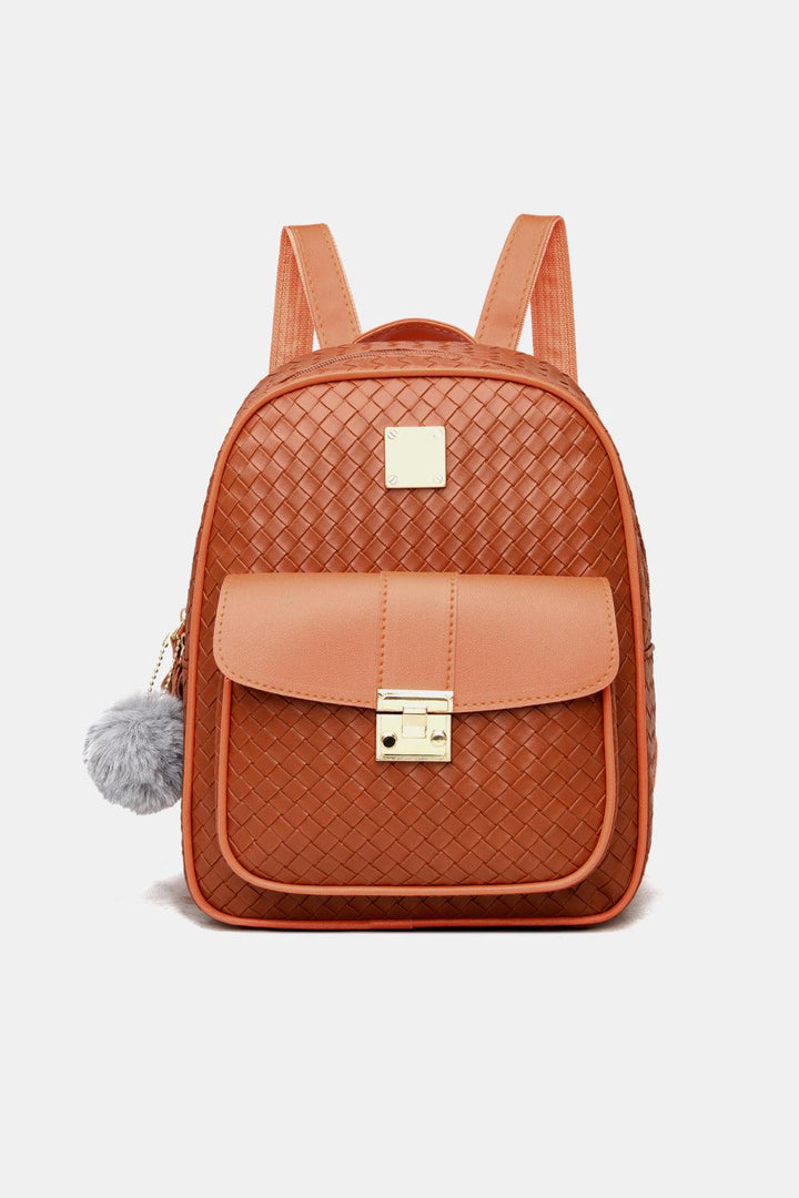 PU Leather Backpack with Pom-Pom Pendant - Super Amazing Store