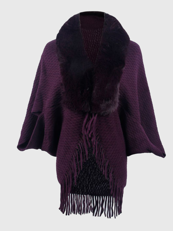 Open Front Fringe Hem Poncho - Super Amazing Store