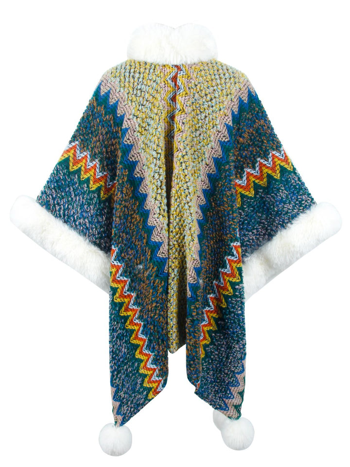 Color Block Open Front Poncho Trendsi