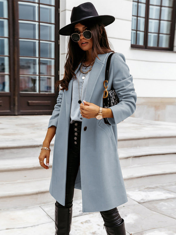 Long Sleeve Longline Coat with Pockets Trendsi