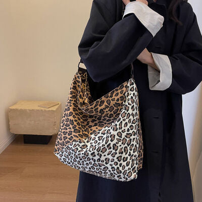 Leopard Contrast Adjustable Strap Shoulder Bag Trendsi