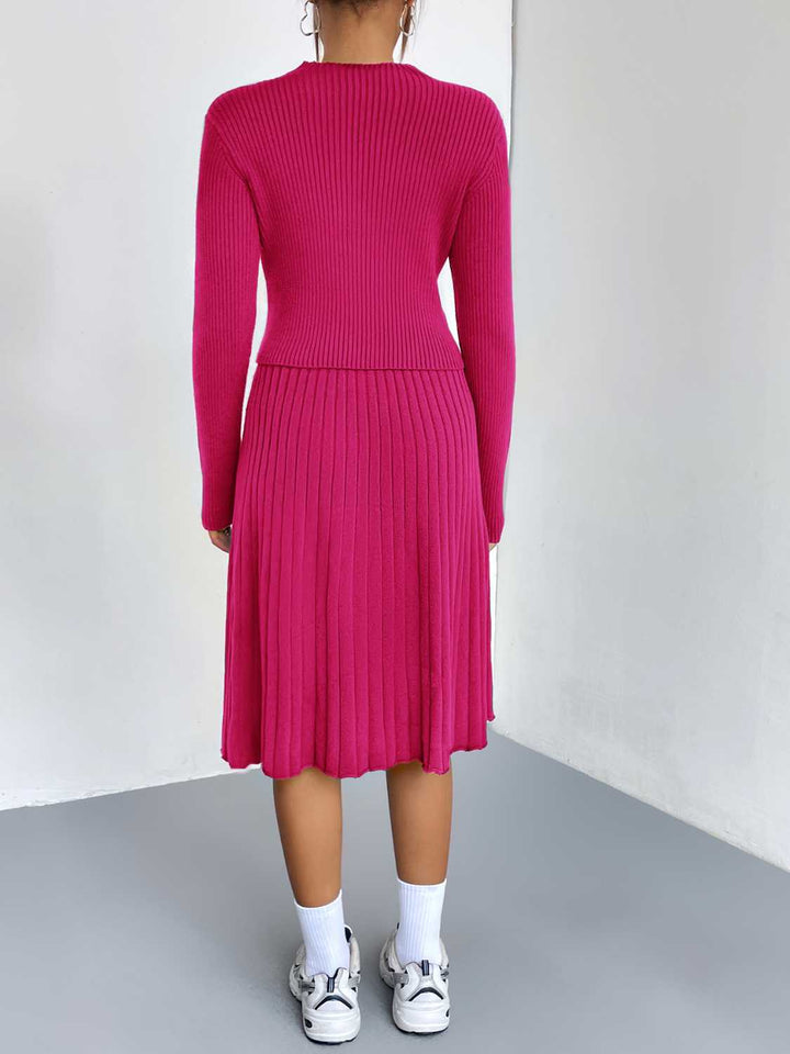 Rib-Knit Sweater and Skirt Set - Super Amazing Store