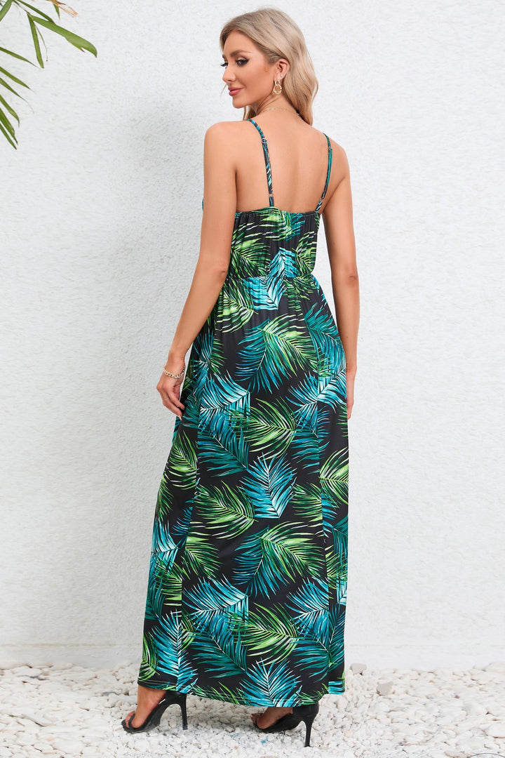 Printed Surplice Maxi Cami Dress Trendsi