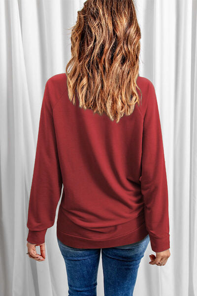 XOXO Heart Round Neck Sweatshirt Trendsi