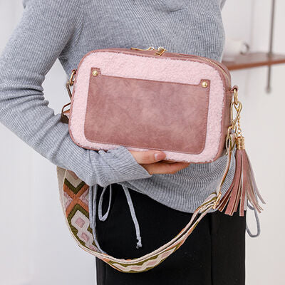 Fuzzy Tassel PU Leather Crossbody Bag Trendsi