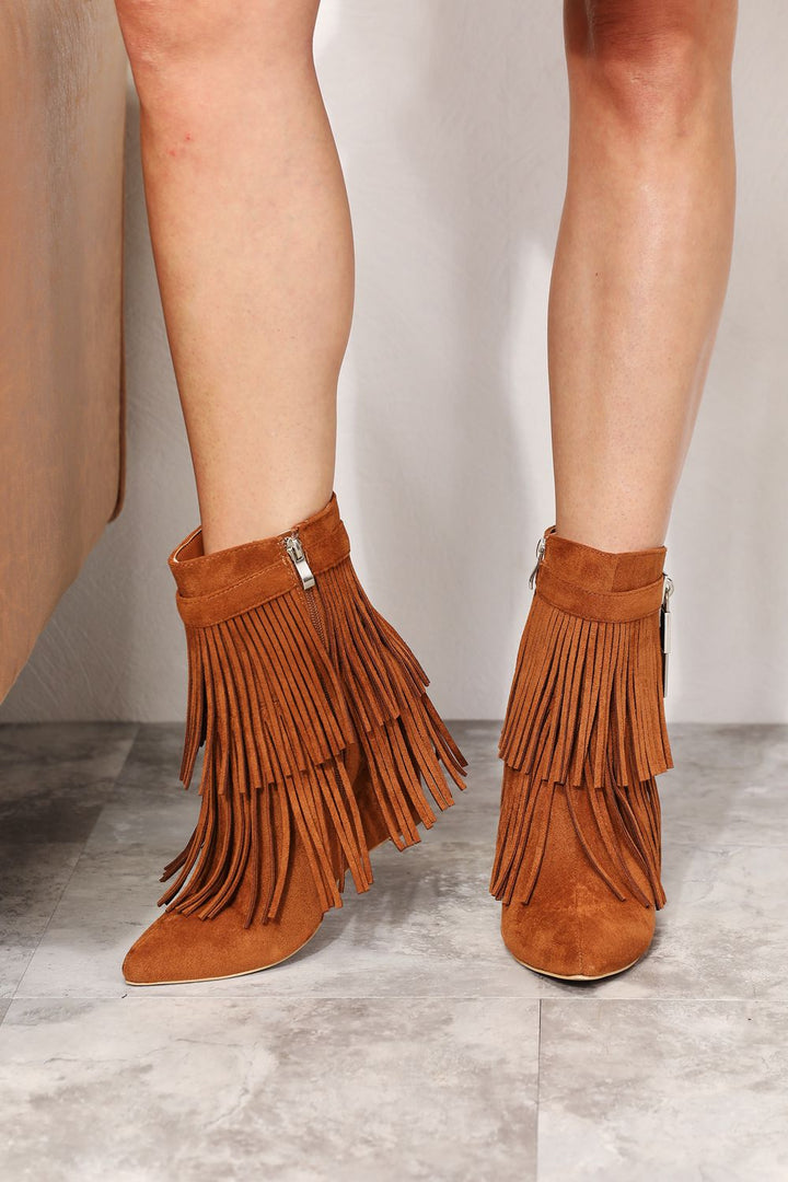 Legend Women's Tassel Wedge Heel Ankle Booties - Super Amazing Store