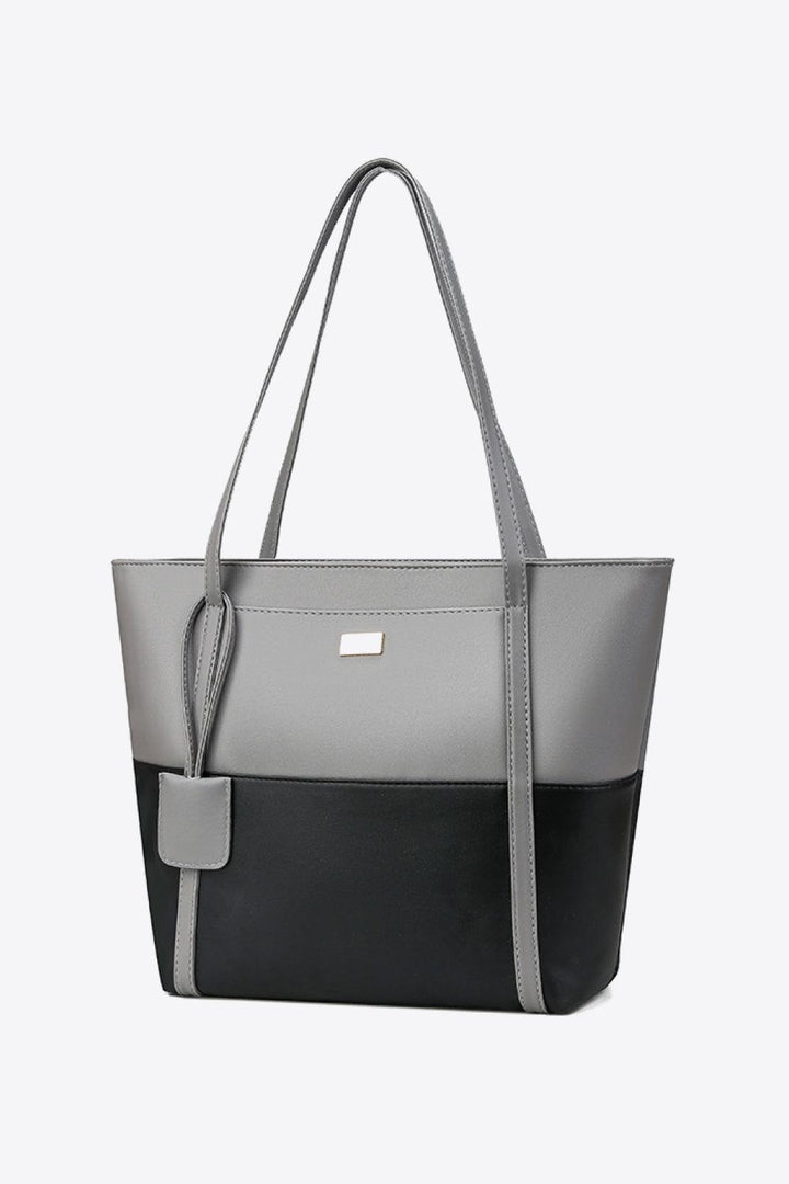 Two-Tone PU Leather Tote Bag - Super Amazing Store