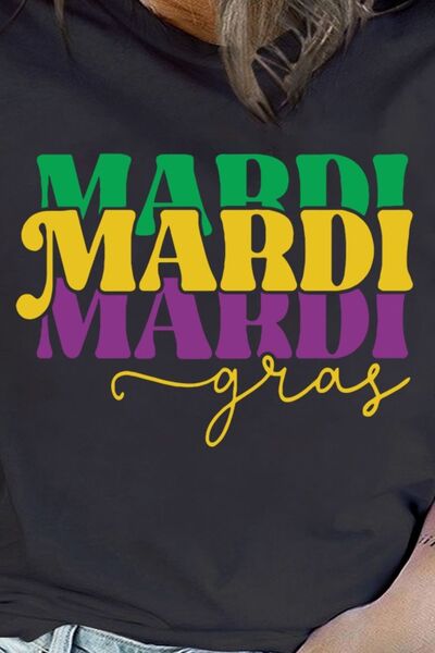 Plus Size MARDI GRAS Round Neck T-Shirt Trendsi