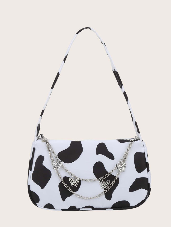 Cow Print Butterfly Charm Shoulder Bag - Super Amazing Store