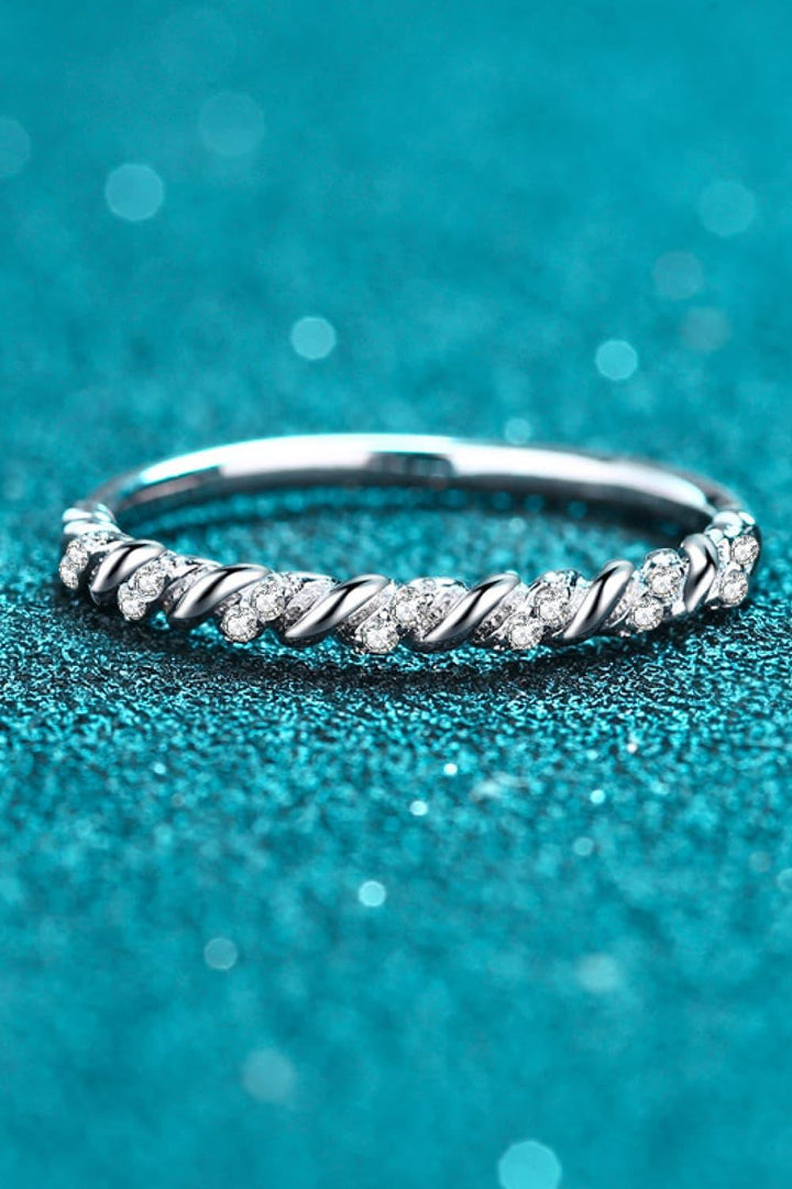 Moissanite Rhodium-Plated Half-Eternity Ring - Super Amazing Store