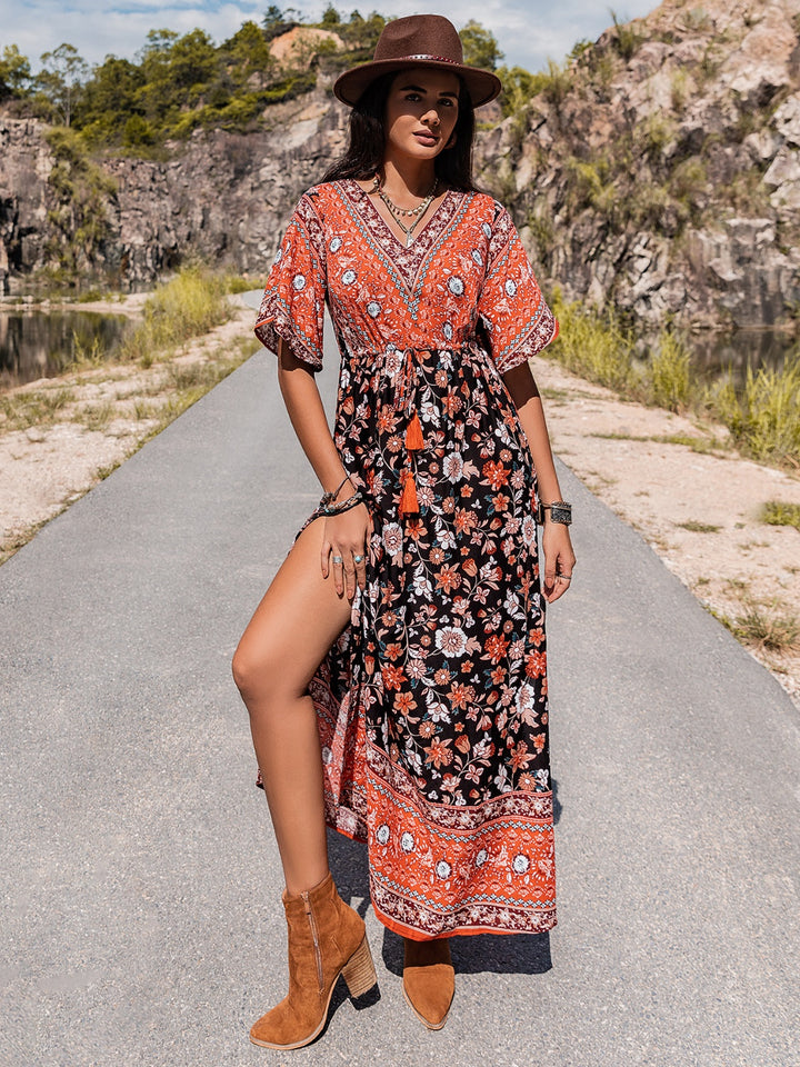 V-Neck Slit Maxi Dress Trendsi